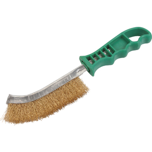 Щетка металлическая латунированная  с пластиковой  ручкой(Выведена из ассортимента), 736042-1