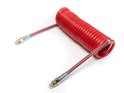 Шланг спиральный пневматич. соединительный тягача с прицепом ЕВРО, полиамид, ф М16 дл 7,5м красный