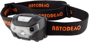 фонарь налобный аккумуляторный сенсорный 120Lm, Li-ion 800mAh (АвтоDело), 44345