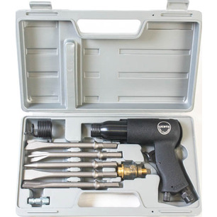 Пневматический молоток в комплекте с зубилами в кейсе 10 пр., PAH-20002RK