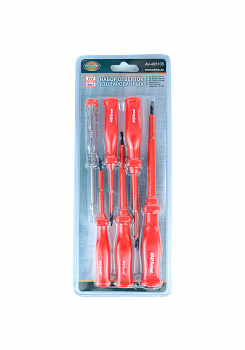 Набор отверток изолированных 5 предметов с тестером "AV Steel", AV-495105