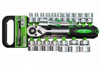 Набор головок шестигранных 1/2 с трещеткой  и удлинителем (20 предметов), AT55921