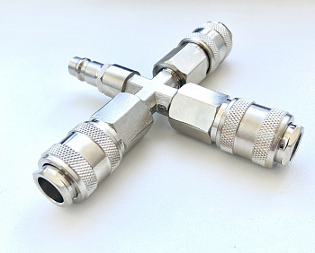 Быстросъем Pegas автомат тройник со штуцером, 3304