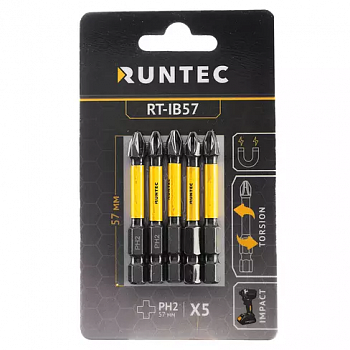 Бита ударная RUNTEC H6.35 57мм PH2 5шт., RT-IB57