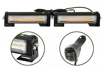 Маяк проблес.светодиод.10-30V(ком-т 2шт.,8 режим.,12W.LED COB 2х6W.L=165мм,в прикурив.), AT14310