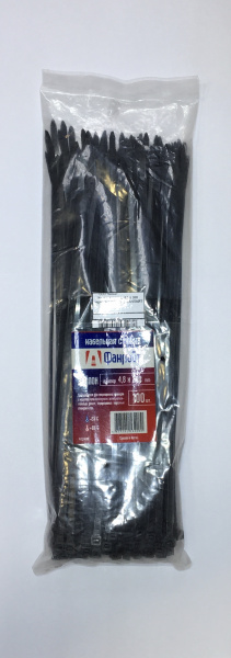 Хомут пластик. 4,8 х 300 черный (уп.100шт) ФАНЛАЙТ