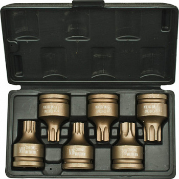 Набор ударных головок 3/4", T70-T100, M16, M18, 6пр., ASA-80009