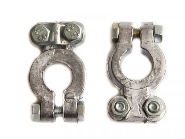 Набор клемм №2(свинец) АКБ с зажимом (болт под ключ) Заводила в пакет 26023