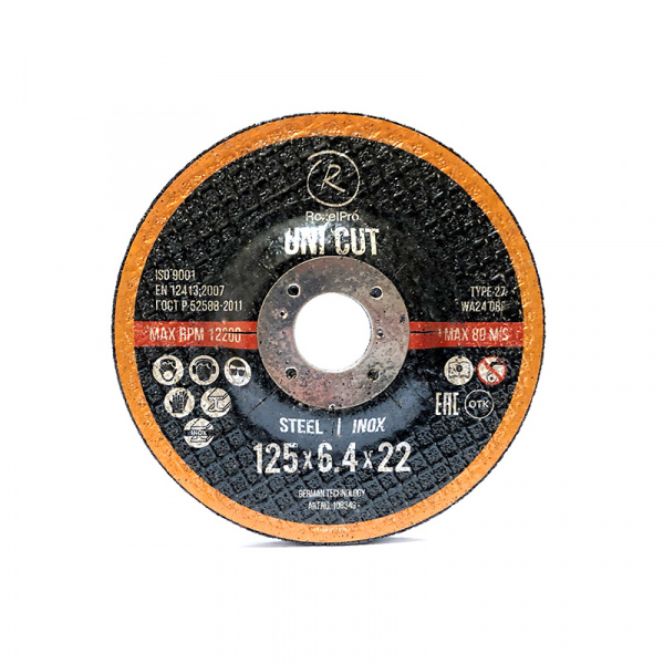 108369 RoxelPro Зачистной круг ROXTOP UNI CUT 180 x 6.4 x 22мм, Т27, нерж.сталь, металл 108369 RoxelPro Зачистной круг ROXTOP UNI CUT 180 x 6.4 x 22мм, Т27, нерж.сталь, металл