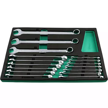 Набор ключей комбинированных удлиненных 16 предметов 10-32 мм в ложементе EVA, 646110 Набор ключей комбинированных удлиненных 16 предметов 10-32 мм в ложементе EVA, 646110