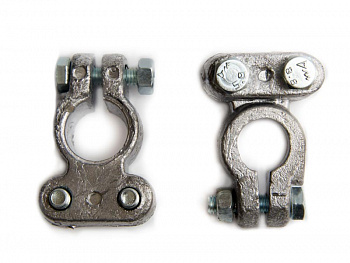 Набор клемм(свинец) АКБ с зажимом (болт под ключ) Заводила в пакет, 26022