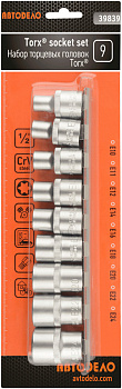 набор головок TORX E10-E24 (DR1/2"; 9пр, планка) АвтоDело (), 39839