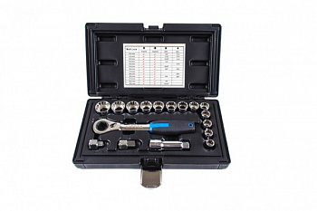 Набор торцевых головок проходных с аксессуарами 19мм 17 предметов, ALK-1006P