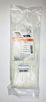 Хомут пластиковый Движение Хомут пласт (Стяжка) 4*200 мм белый (уп.-100шт.), С04б