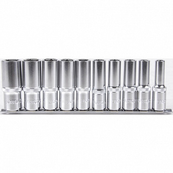 Набор глубоких торцевых головок 1/4" 6 гр. 5-14мм 10 предметов на линейке, TBS-23101
