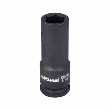 Головка ударная   1/2" шестигранная удлиненная 17мм "AV Steel", AV-720117