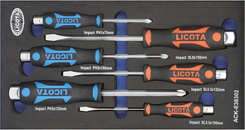 Набор отверток цельнометаллических 6 предметов, ACK-E38302