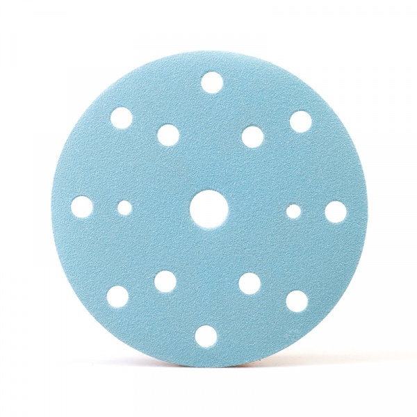 152208 RoxelPro Шлифовальный круг ROXTOP FILM 150мм на липучке, 15 отв, синий Р120