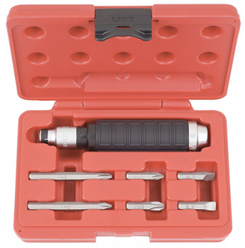 Ударная отвертка и 6 бит в пласт.кейсе, ABD-73003