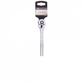 Трещотка  1/4" 45-зубцов 155мм с металлической рифленой рукояткой "AV Steel", AV-508614