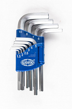 Набор шестигранников угловых коротких 9 предметов 1,5-10мм, 2HW10091DPM