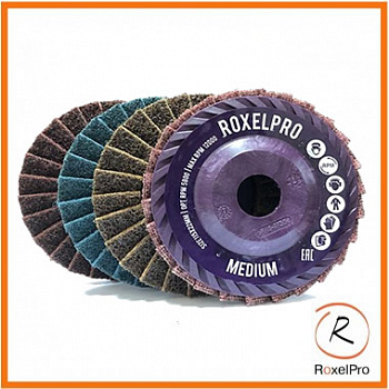 RoxelPro Лепестковый нетканый круг ROXPRO 115 х 22мм, конический, Coarse, 121332 RoxelPro Лепестковый нетканый круг ROXPRO 115 х 22мм, конический, Coarse, 121332