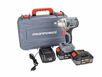 Аккумуляторный гайковерт бесщеточный импульсный ProfiPower MKDTW-18B (Li-ion-2шт, 4.0Ач, 330Нм, E0081
