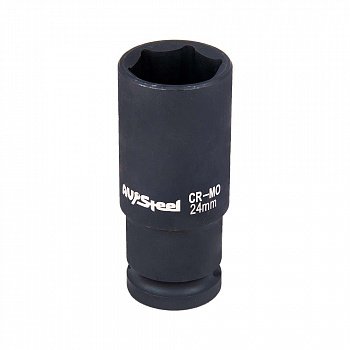 Головка ударная   1/2" шестигранная удлиненная 24мм "AV Steel", AV-720124