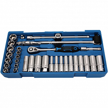 Набор торцевых головок 3/8" с аксессуарами, 34 пр., в ложементе-кейсе, ACK-B3014