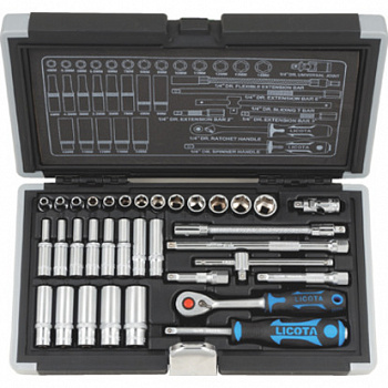 Набор торцевых головок 1/4" 34 предмета 4-14мм, ALK-0101F