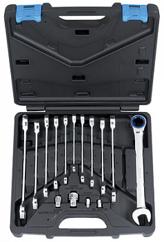 Набор ключей трещоточных комбинированных 72 зуба  8-19мм + 4 переходника, 16 предметов в, ARW-11MK08