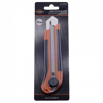 Нож с прорезиненной ручкой 25мм "AV Steel", AV-900525 Нож с прорезиненной ручкой 25мм "AV Steel", AV-900525