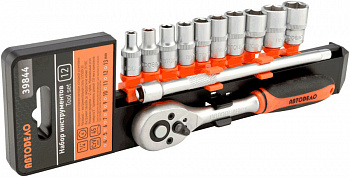 набор головок торцевых 12пр. 1/4"DR(холдер) АвтоDело, 39844