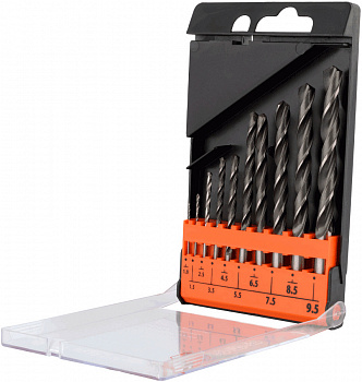 набор сверл по металлу 1,0-9,5мм (10шт.пл/футляр) BERIL, 512010