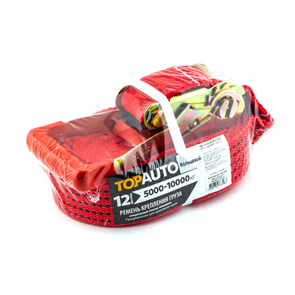 РК1008 Ремень крепления груза ТОП АВТО, ширина ленты 55мм, 5000/10000кг, 8м механизм 230 мм каленый