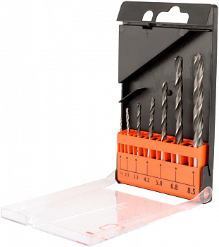 набор сверл по металлу 1,6-8,5мм (7шт.пл/футляр) BERIL, 512007