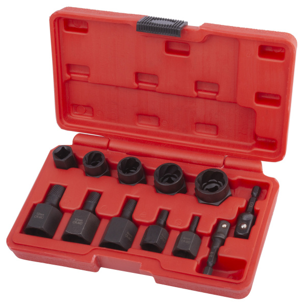 Набор экстракторов поврежденных болтов, гаек, шпилек. 12 предметов 