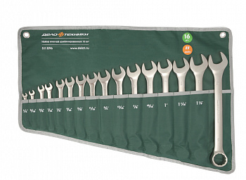 Набор ключей комбинированных дюймовых 16 шт.,  планшет тетрон, 511896