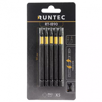 Бита ударная RUNTEC H6.35 90мм PH2 5шт., RT-IB90