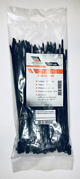 Хомут пластиковый Движение Хомут пласт (Стяжка) 4*200 мм черная уп (100 шт.), С04ч