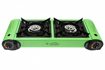 Портативная газовая плита двухкомфорочная (с переходником 2шт, в сумке), AT35988
