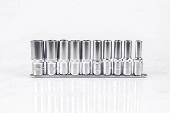 Набор глубоких торцевых головок 1/4" 12 гр. 3/16"-9/16" 10 предметов на линейке, TBS-23002