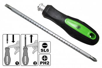 Отвертка комб. (SL6-PH2) с регулир.длиной стержня, AT52708