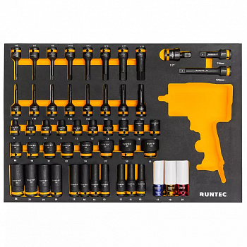 Набор ударных головок с аксессуарами RUNTEC 1/2", 8-32 мм, CrMo в ложементе EVA, 51 предм, RT-IS1E51F Набор ударных головок с аксессуарами RUNTEC 1/2", 8-32 мм, CrMo в ложементе EVA, 51 предм, RT-IS1E51F