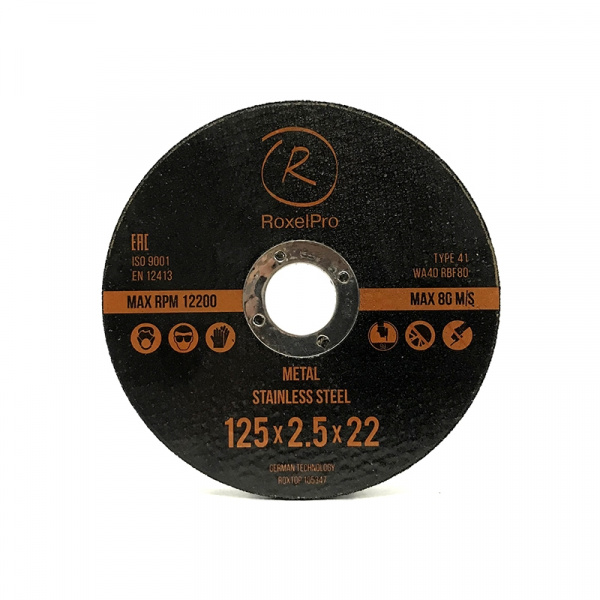 105355 RoxelPro Отрезной круг ROXTOP 150 x 1.6 x 22мм, Т41, нерж.сталь, металл 105355 RoxelPro Отрезной круг ROXTOP 150 x 1.6 x 22мм, Т41, нерж.сталь, металл