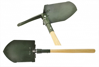 Лопата складная с деревянной ручкой L=400-650мм, с киркой, AT35200