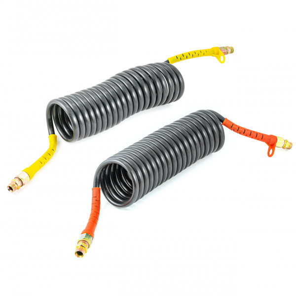 Шланг спиральный пневмат.. соединительный тягача с прицепом ЕВРО, полиамид, ф М16 дл 7,5м красный