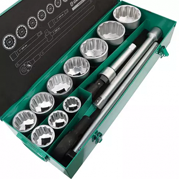 Набор торцевых головок 1", 12 гр., 14 пр., 36-80 мм, 644040-12