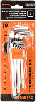 набор Г-обр. шестигр. 8ч (3.0-12мм; CR-V; удлинённые; с шаром) АвтоDело (), 39158