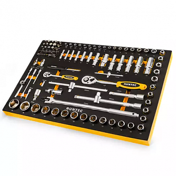 Набор торцевых головок с аксессуарами RUNTEC 1/2", 1/4" в ложементе EVA, 110 предметов, RT-HT1E110